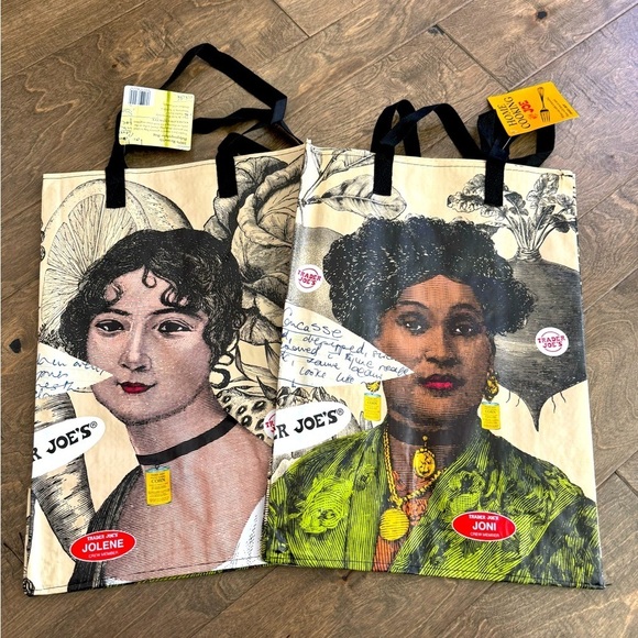 Trader Joe's Jolene and Joni Tote Grocery Reusable Shopping Bags Set of 2 NWT - Picture 1 of 8